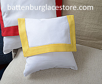 Envelope Pillow. Baby size 8 inches.White ASPEN GOLD border. - Click Image to Close